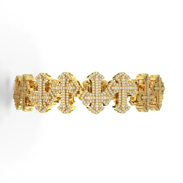 Men'S Natural Diamond Cross-Link Bracelet