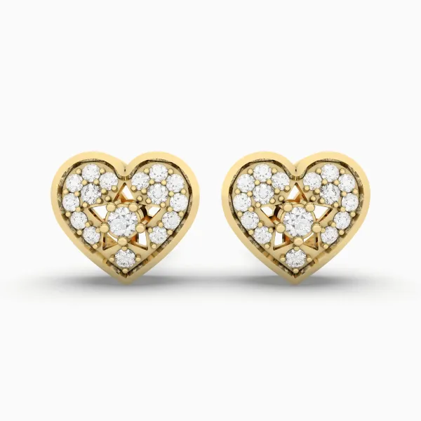 Sparkling Heart Halo Natural Diamond Stud Earrings For Women