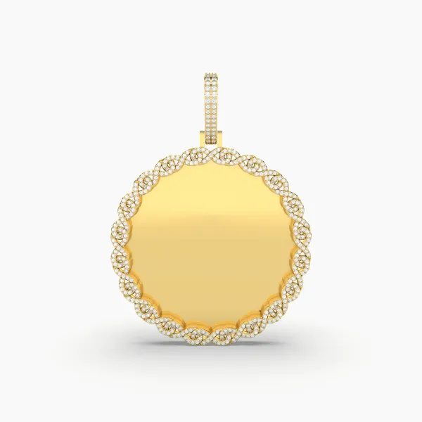 Round Natural Diamond Encrusted Photo Or Memory Pendant