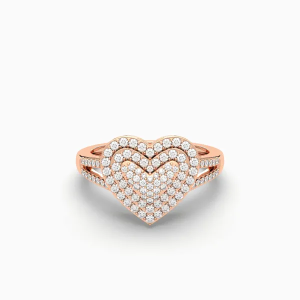 10K Rose Gold Promise Heart Shape Diamond Engagement Ring