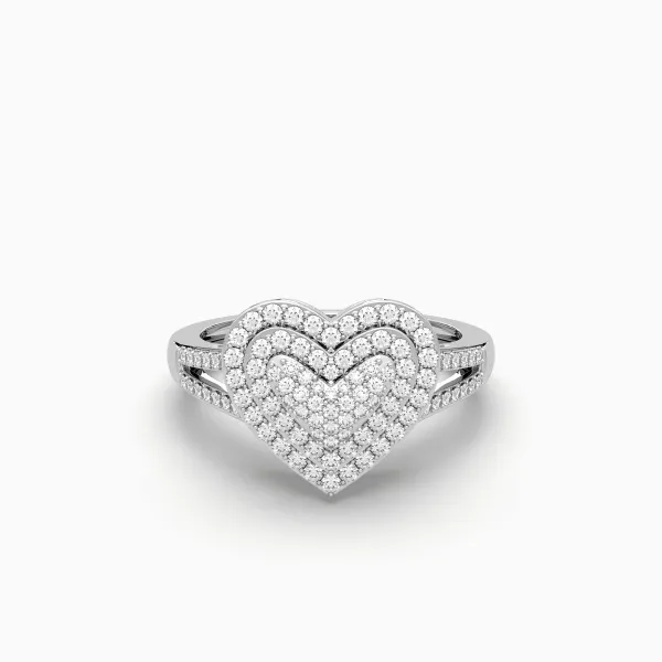 10K White Gold Promise Heart Shape Diamond Engagement Ring