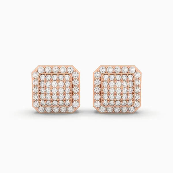 10K Rose Gold Square 2.43 CT.T.W Diamond Stud Earring