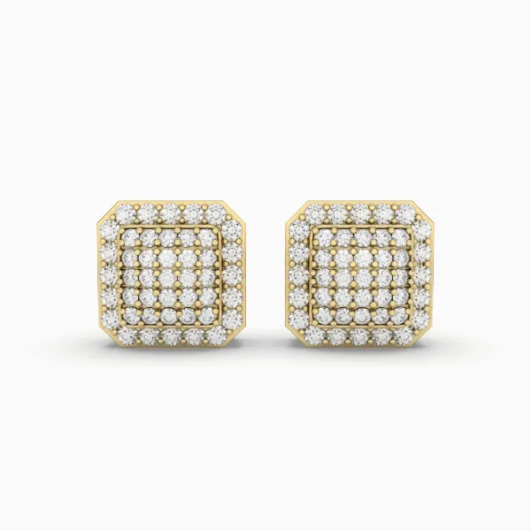 Square 2.43 CT.T.W Natural Diamond Stud Earring