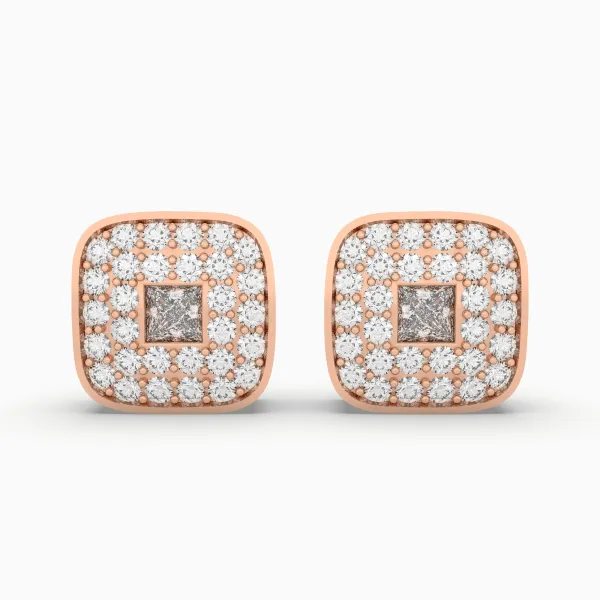 10K Rose Gold Square Diamond Stud Earrings 0.27 CT. Prong Set Diamonds