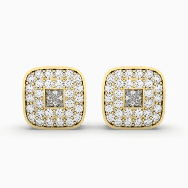 Square Natural Diamond Stud Earrings 0.27 CT. Prong Set Natural Diamonds