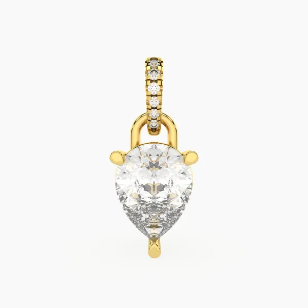 Lab Grown Diamond Pear Prong Heirloom Charm Pendant