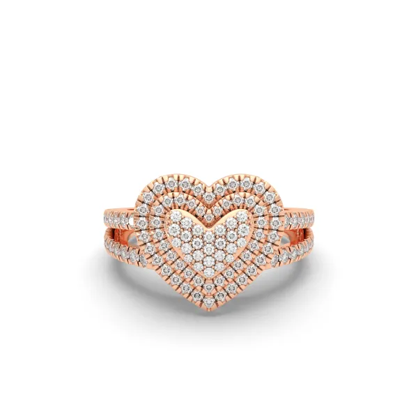 10K Rose Gold Diamond Cluster Love Adorned Rings