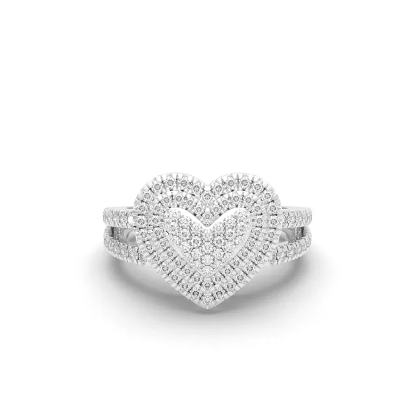 10K White Gold Diamond Cluster Love Adorned Rings