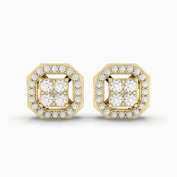 0.19 CT.T.W Gold Cushion Shaped Natural Diamond Stud Earring