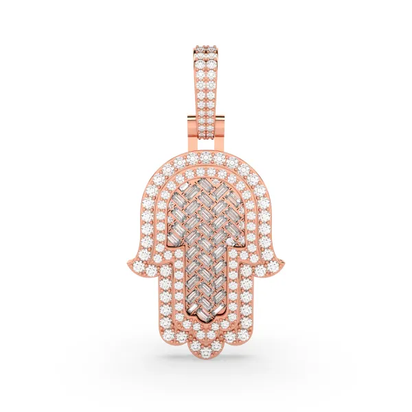 10K Rose Gold Men'S Hamsa Natural Diamond Charm Pendant