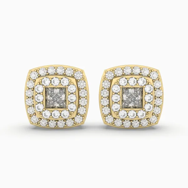 Natural Diamond Cushion Stud Earrings