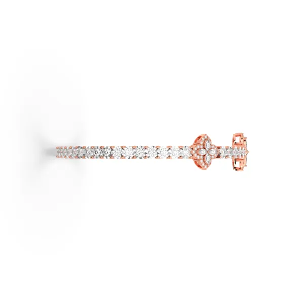 10K Rose Gold Floral-Shaped Center Natural Diamond Tennis Bracelet