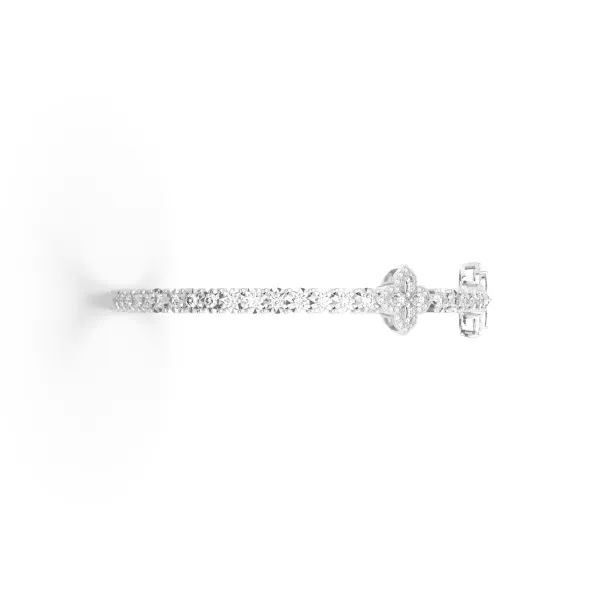 10K White Gold Floral-Shaped Center Natural Diamond Tennis Bracelet