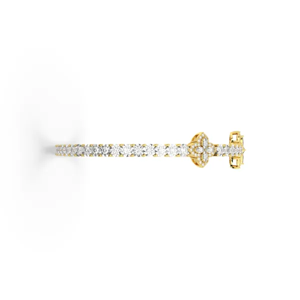 Floral-Shaped Center Natural Diamond Tennis Bracelet