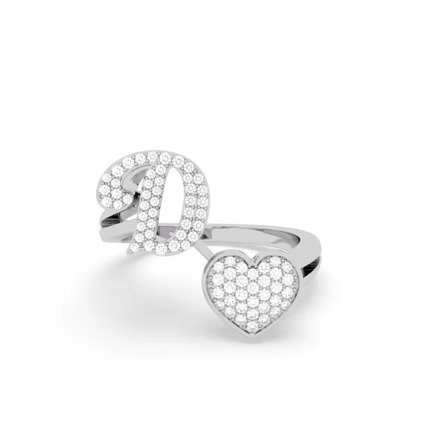 10K White Gold The D Alphabet Diamond Ring