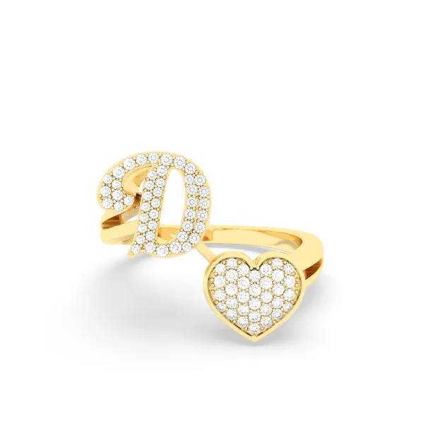 10K Yellow Gold The D Alphabet Diamond Ring