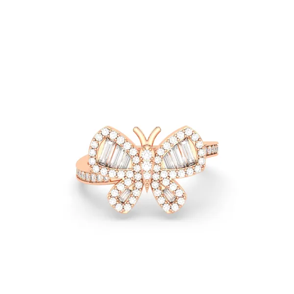 10K Rose Gold Classic Buttercup Butterfly Diamond Ring