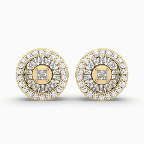 10K Gold Round Natural Diamond Earrings