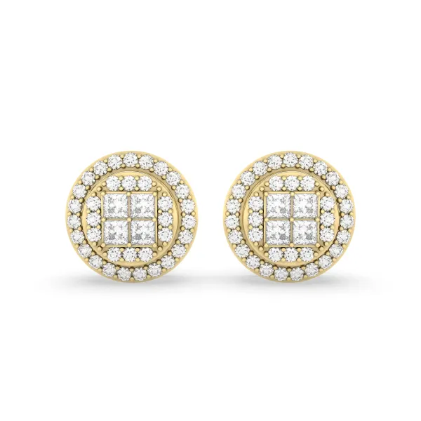 0.31 CT.T.W Natural Diamond Round Cluster Halo Design Unisex Stud Earring