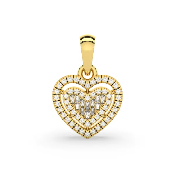 Natural Diamond Studded Heart-Shaped Pendant For Women