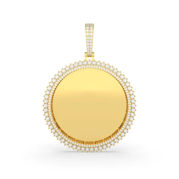 Round Natural Diamond Picture Pendant For Unisex