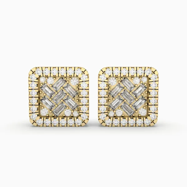 Treasured Square Natural Diamond Stud Earring