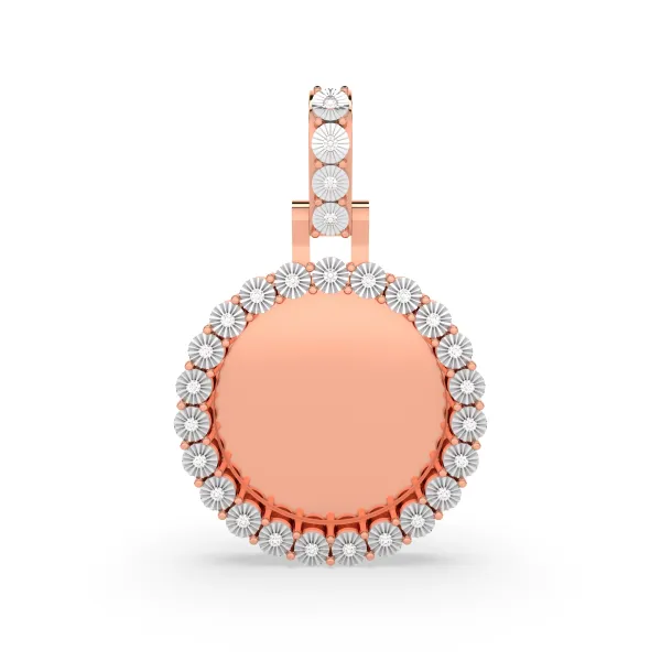 10K Rose Gold Round Natural Diamond Memory Circle Charm Pendant
