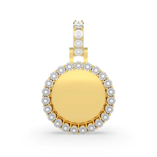 Round Natural Diamond Memory Circle Charm Pendant