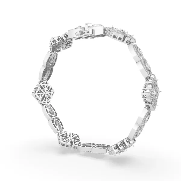 10K White Gold Princess Flower Natural Diamond Bracelet