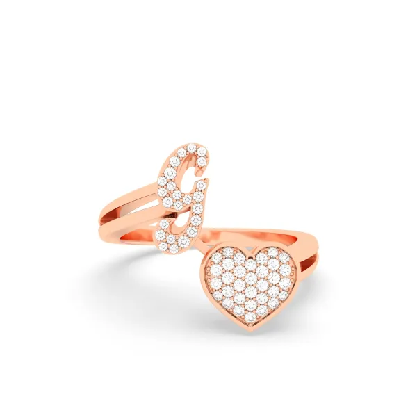 10K Rose Gold The G Alphabet Diamond Ring