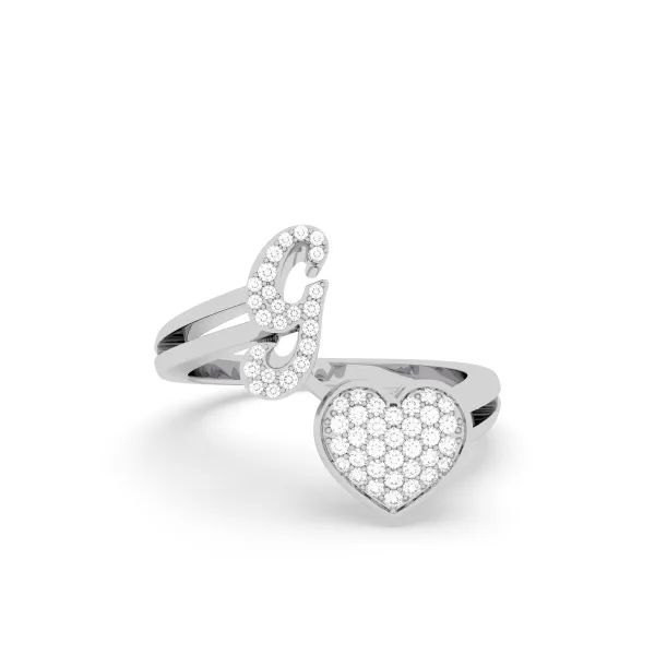 10K White Gold The G Alphabet Diamond Ring