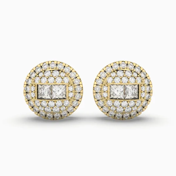 Stunning Round Halo Natural Diamond Stud Earring For Women