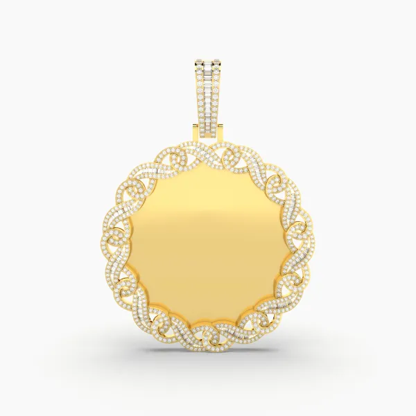 Natural Diamond Picture Or Memory Pendant With Infinity-Link Style Border