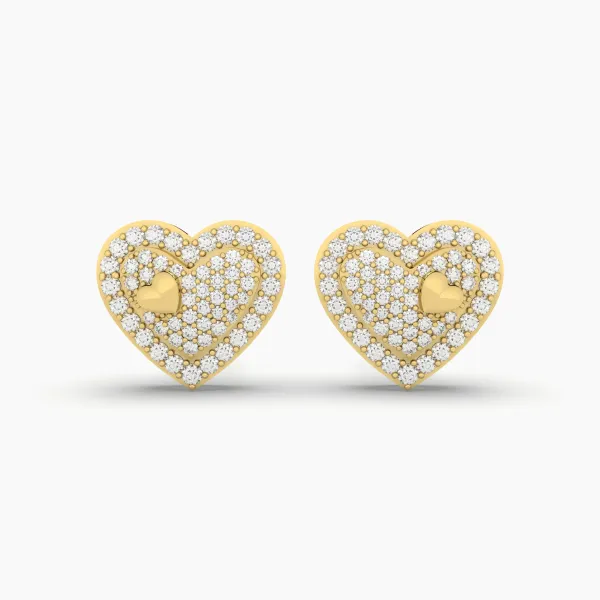 Heart-Shaped Natural Diamond Stud Earrings For Women'S