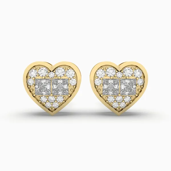 Heart Shape Natural Diamond Stud Earring For Women
