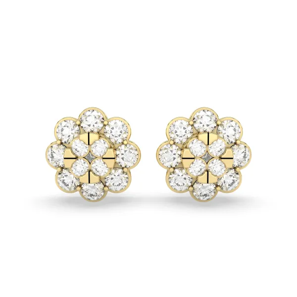 0.14 CT.T.W Flower Natural Diamond Cluster Stud Earring