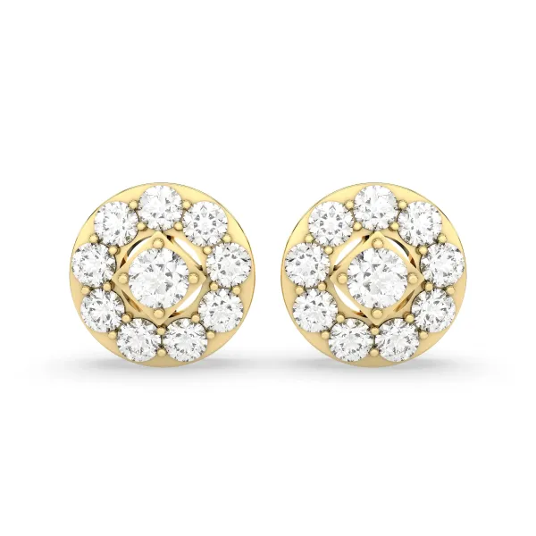 Stunning Round Halo Natural Diamond Stud Earring
