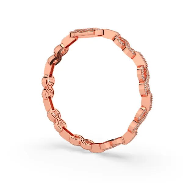 10K Rose Gold Natural Diamond Link Bracelet For Men'S