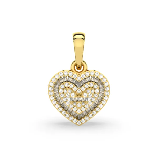 Adorable Heart Shape Baguette And Round Natural Diamond Pendant