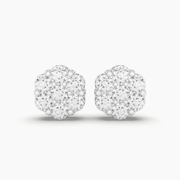 10K White Gold Classic Stud Natural Diamond Earrings For Unisex