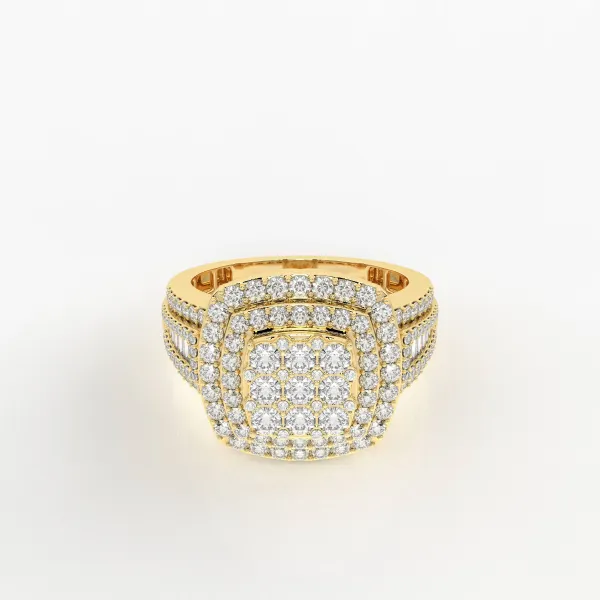 Cushion Double Halo Cluster Natural Diamond Ring