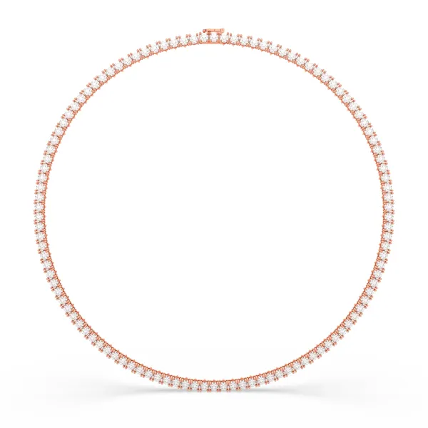 10K Rose Gold Matrix Tennis Necklace With Round-Cut Natural Diamond
