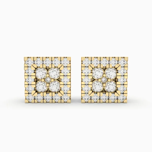 Stud Earrings 0.16 CT.T.W. Natural Diamond Cluster Halo Design For Unisex
