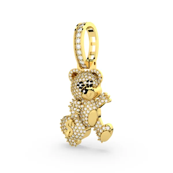 Natural Diamond Encrusted Teddy Bear Pendant