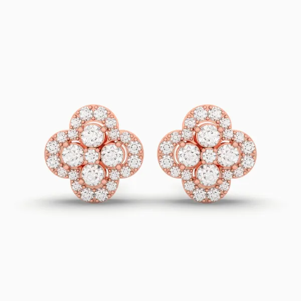 10K Rose Gold Diamond Solitaire Earrings For Unisex