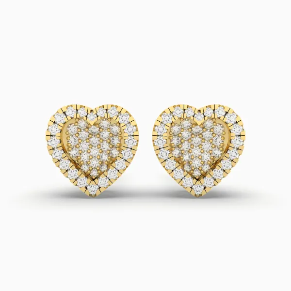 Heart Shaped Natural Diamond Stud Earrings