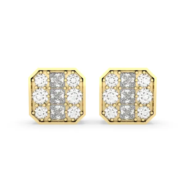 Cushion Cut Natural Diamond Stud Earrings 0.48 CT Halo Design For Women