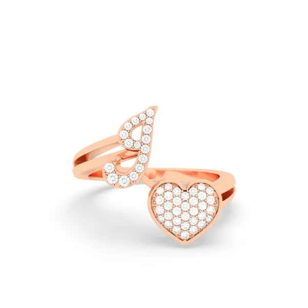 10K Rose Gold The J Alphabet Diamond Ring
