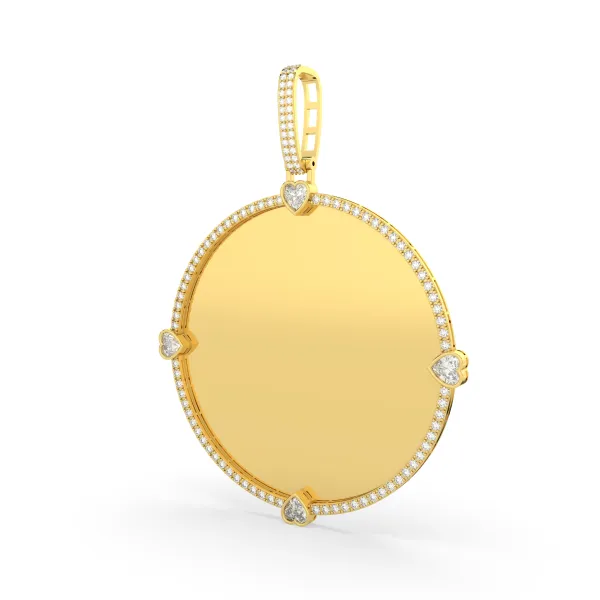 Lab Grown Diamond Solid Round Memorial Picture Pendant