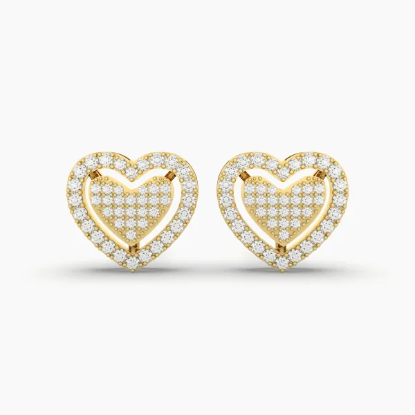 Heart-Shaped Natural Diamond Stud Earrings For Women
